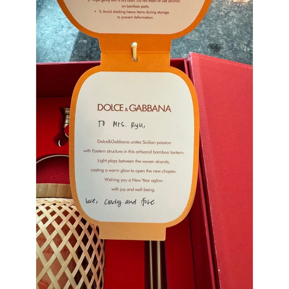 Dolce &‎ Gabbana Artisanal Bamboo Lantern Gold Base Touch Light Gift Set Boxed